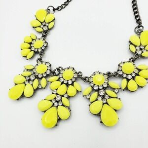 - Yellow Necklace Statement Piece Floral Bling Collar